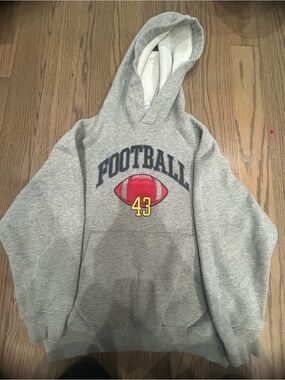 Gap Boys Grey Football Hoodie Size M (7–8) Casual School Sweatshirt